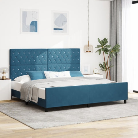 ZNTS Bed Frame Dark Blue 200x200 cm Velvet 3344901