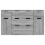 3 Piece Sideboard Set Grey Sonoma Engineered Wood 3115826