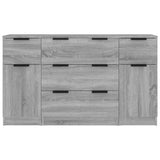 3 Piece Sideboard Set Grey Sonoma Engineered Wood 3115826