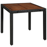 5 Piece Outdoor Dining Set Poly Rattan and Acacia Wood Black 43934