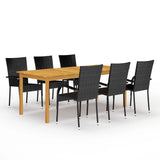 Dining Set Black, Natural 3067878