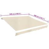 Awning Top Sunshade Canvas Cream 500x300 cm 143704