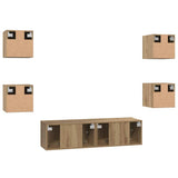 TV Cabinet Set Wall-mounted 6 pcs Artisan Oak Engineered Wood 3393143