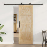 Sliding Door Natural and Black 73.5 x 198.5 cm Solid Pine Wood 3333354