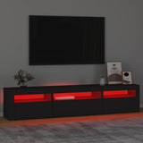 TV Cabinet with LED Lights Black 195x35x40 cm 3152739