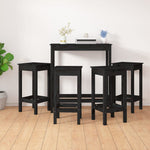 5 Piece Bar Set Black Solid Wood Pine 3124701