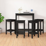 5 Piece Bar Set Black Solid Wood Pine 3124701