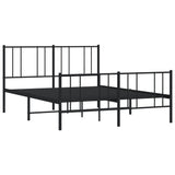 Metal Bed Frame without Mattress with Footboard Black 140x190cm 352498