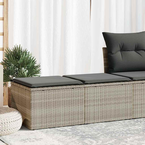 2 Piece Garden Sofa Set with Cushions Light Grey Poly Rattan Acacia 3328685