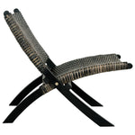 Relaxing Chair Black Natural Kubu Rattan and Solid Mahogany Wood 285802
