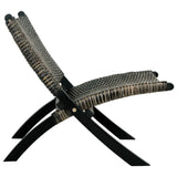 Relaxing Chair Black Natural Kubu Rattan and Solid Mahogany Wood 285802
