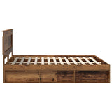 Bed Frame with Headboard Old Wood 200 x 200 cm Solid Pine Wood 3410054