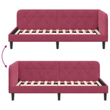 Corner Bed Frame with Headboard Wine Red 90 x 200 cm Velvet 42016610
