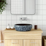 Countertop Basin Black and Blue Round 41x14 cm Ceramic 155065
