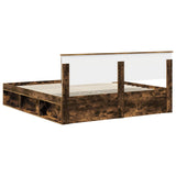 Bed Frame Smoked Oak 200 x 200 cm Engineered wood 3407836