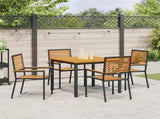Garden Dining Set 5 pcs Black and Brown Poly Rattan 3365493