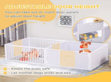 7 Panels Playpen with 3 Doors for Baby Dogs, Two-Room Design Puppy Whelping Box - White T3398P349737