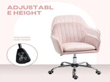Velvet-Feel Tub Office Chair, with Seat Cushion - Pink T3398P328359