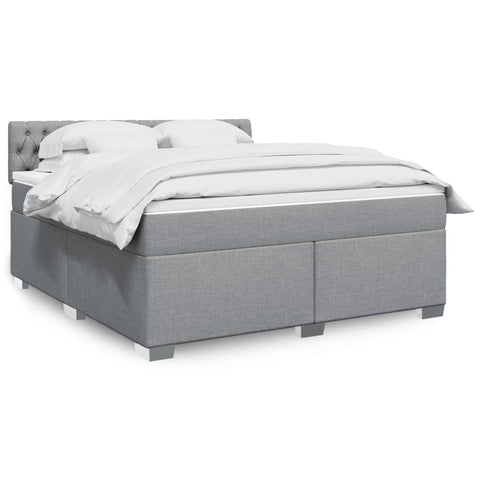 ZNTS Box Spring Bed with Mattress Light Grey 180x200 cm Fabric 3285974