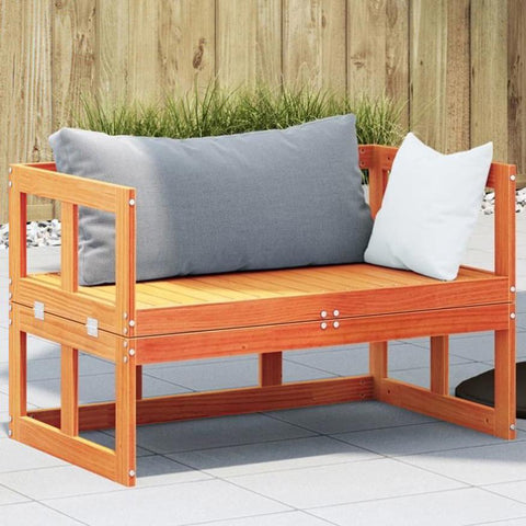 Garden Sofa Bench Extendable Wax Brown Solid Wood Pine 844659