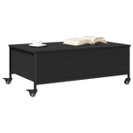 ZNTS Coffee Table with Wheels Black 91x55x34 cm Engineered Wood 842296