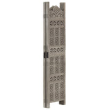 Hand carved 4-Panel Room Divider Grey 160x165 cm Solid Mango Wood 285322