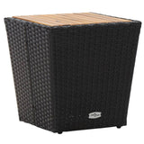Tea Table Black 41.5x41.5x43cm Poly Rattan and Solid Acacia Wood 46197