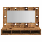 ZNTS Mirror Cabinet with LED Old Wood 90x31.5x62 cm 857005