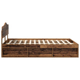 Bed Frame with Headboard Old Wood 160 x 200 cm Solid Pine Wood 3412878