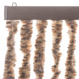 Fly Curtain Beige and Dark Brown 100x200 cm Chenille 377322
