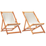 ZNTS Folding Beach Chairs 2 pcs Cream White Fabric 3214495