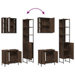 ZNTS 3 Piece Bathroom Cabinet Set Brown Oak Engineered Wood 3214744
