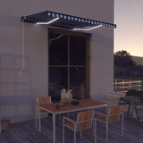 Manual Retractable Awning with LED 350x250 cm Blue and White 3051268