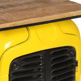 ZNTS Tractor Wine Cabinet Yellow 49x31x172 cm Solid Mango Wood 320488