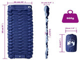 Self Inflating Camping Mattress with Pillow 1-Person Navy Blue 4007107