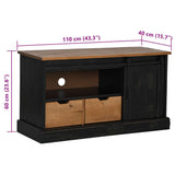 TV Cabinet HALDEN with Sliding Door Black 110x40x60 cm Solid Wood 4018412
