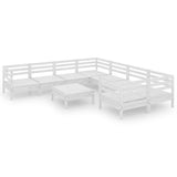 9 Piece Garden Lounge Set White Solid Wood Pine 3083250