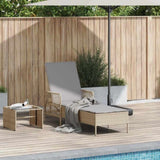 Sun Lounger Beige and Light Grey 55 x 200 x 92 cm Poly Rattan 365428