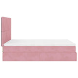 ZNTS Ottoman Bed with Mattresses Pink 140x190cm Velvet 3313402