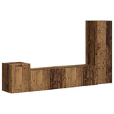 TV Cabinet Set Wall-mounted 4 pcs Old Wood Engineered Wood 3409004