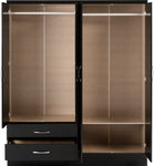 ZNTS Nevada 4 Door 2 Drawer Mirrored Wardrobe 100-101-181