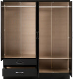 ZNTS Nevada 4 Door 2 Drawer Mirrored Wardrobe 100-101-181