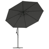 Cantilever Garden Parasol with LED Lights and Metal Pole 350 cm Anthracite 44525