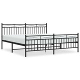 Metal Bed Frame without Mattress with Footboard Black 183x213cm 373714