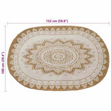 Area Rugs Floral Natural with White Print 100 x 152 cm Jute 42010825