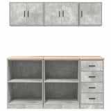 ZNTS Garage Cabinets 6 pcs Concrete Grey Engineered Wood 3328353