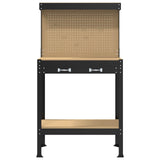 Workbench Black 81 x 41 x 145 cm Engineered Wood and Metal 42020129