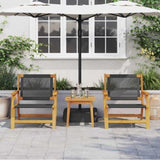 Garden Chairs with Table 3 pcs Black Solid Acacia Wood 3214433