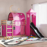 Bunk Bed without Mattress with Slide and Curtains Pink 90x190 cm Single 3284181