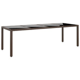 Garden Table with Glass Top Brown Poly Rattan 310595
